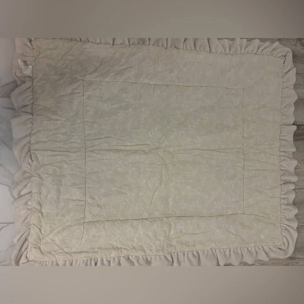 Cotton Tale Designs Pink and Cream Quilted Baby Bedding with Ruffled Trim